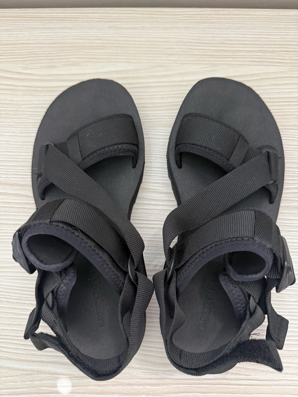 Merrill Black Strappy Athletic Outdoor Sandals